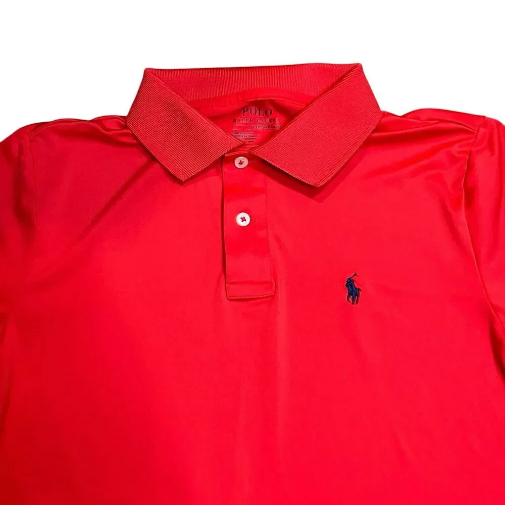 Polo Ralph Lauren Polo Shirt Boys M Red Stretch Short Sleeve Pony Performance